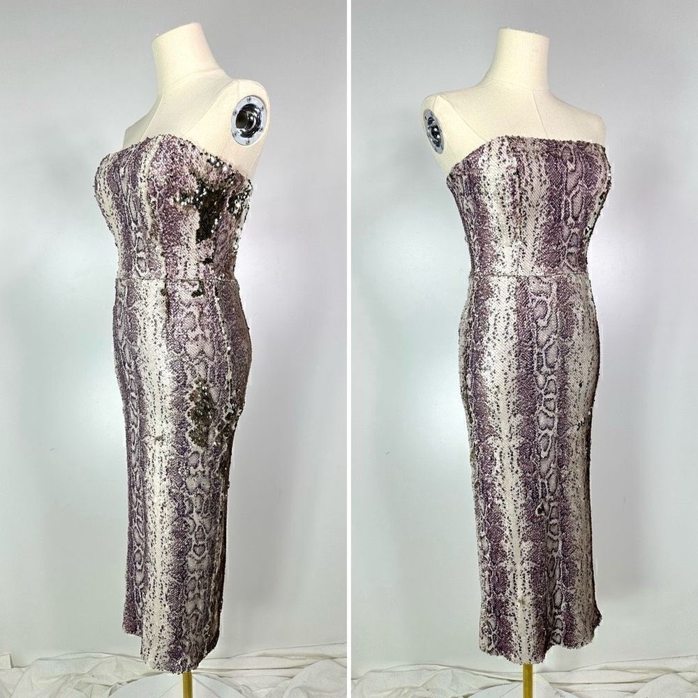 Dress the Population Strapless Sequin Snake-Print Midi Dress Size XXS .Mob Wife. - Picture 4 of 15